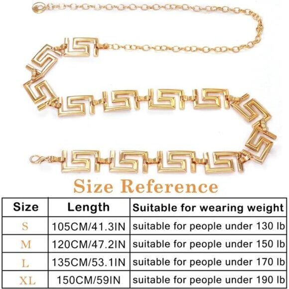 Metal Waist Chain for Women – Adjustable Belly Chain Waist Belt for Dresses - Picture 7 of 8